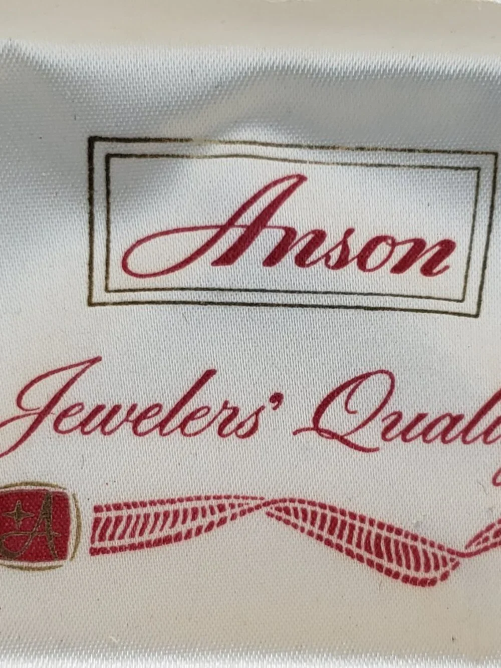 Vintage Anson Cufflink and Tie Pin Boxed Set Green Stone Cabochon